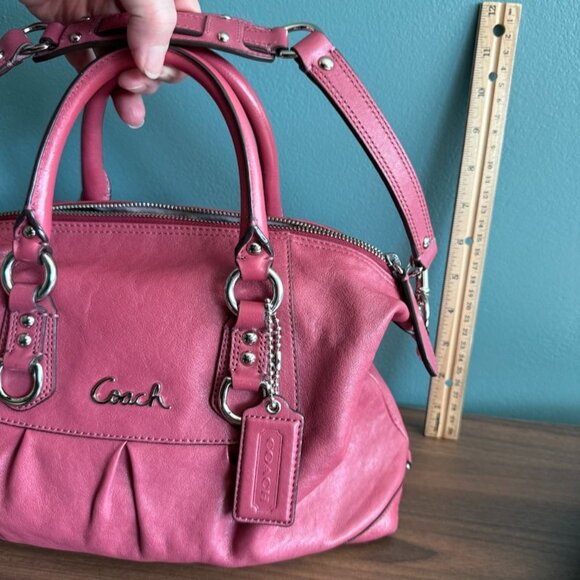 Coach F 15445 Ashley Leather Satchel Shoulder bag Handbag Pink Convertible Strap - Picture 11 of 14